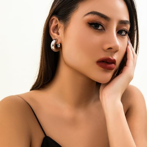 Ear Cuff Earrings for Women Chunky Ear Cuff Colourful Non Pierced Ear Cuff Non Piercing Clip On Cartilage Wrap Cuff Earrings Jewelry Gifts - color: Silver B