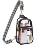 PACKISM Clear Sling Bag Stadium Approved - Clear Bag for Stadium Events & Holographic Bag for Music Festivals Jacquard Strap - color: Guitar Strap Black