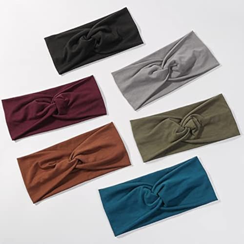 Artilady 6 Pack Wide Boho Headbands for Women - Soft Yoga Elastic Hair Bands for Girls Workout Running Sport Headwrap Non-slip Breathable (Warm Colors) - color: 6pcs Warm Color