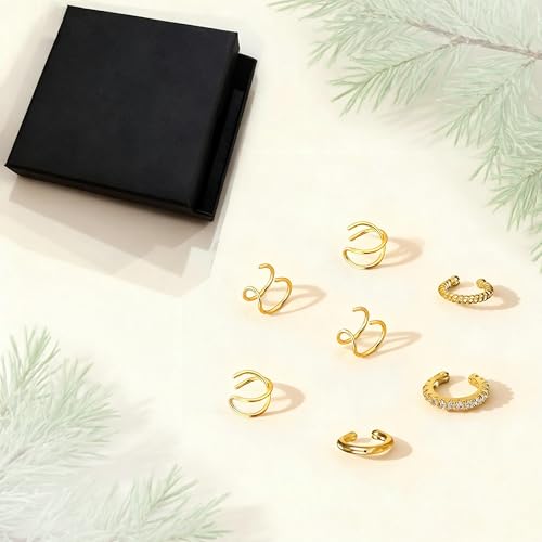 Ear Cuffs Non Piercing 14K Gold Plated Ear Cuff Earrings for Women Trendy Clip on Cartilage Earring Stacks Non Pierced Adjustable Fake Earrings Set Jewelry - color: A2:Gold Ear Cuffs 10CS