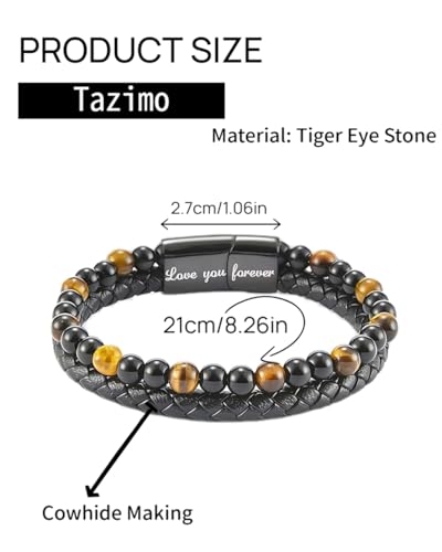 To My Son Bracelet from Mom/Dad Mother Son Bracelet Beads Love You Forever Engraved Bracelets Tiger Eye Protection Bracelets Sobriety Christmas Birthday Jewelry Gifts for Men - color: B:Tiger Eye-Son