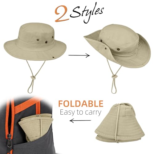 Sun Hats for Men Women Boonie Hat Foldable Fishing Hat UPF 50+ Bucket Hat for Fishing Hiking Garden Safari Beach - color: 1pack-beigesleeves