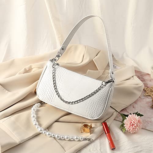 Loiral Small Purse for Women, Retro Classic Tote HandBag Shoulder Bags Clutch Purse - color: 1 White