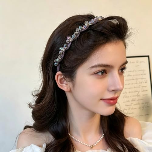 3 Pack Spiked Crystal Beaded Headbands for Women, Sparkly Gothic Crown Hairbands, Chunky Non-Slip Spiky Hair Hoops, Edgy Punk Hair Accessories for Music Festivals Concerts Rave - color: Spiked Crystal
