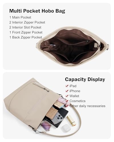 MASINTOR Hobo Crossbody Bags for Women, 2 in 1 Convertible Leather Crossbody Purse Handbags Shoulder Bags with Tassel - color: Apricot