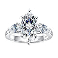 AnuClub Round/Emerald/Marquise Cut Moissanite 3 Stones Engagement Rings D Color VVS1 Round Cut 925 Sterling Silver Anniversary Wedding Promise Rings for Women - color: 3.5cttw Marquise Cut
