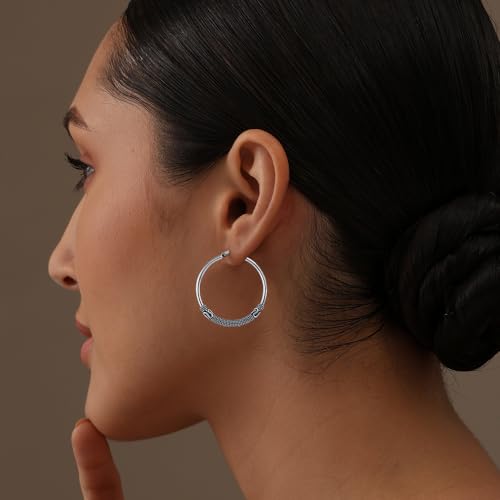 Charmsy 925 Sterling Silver Oxidized Balinese Hoop Earrings for Women | Lightweight Click Top Antique Oxidized Balinese Hoops Earring | Sise 30-60mm - color: Bali Hoop-40MM/1.57"