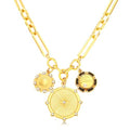 ORIGENCE Sun Heart Necklace for Women 18K Gold Plated Heart Pendant Necklace Chunky Chain Choker Necklaces Hip Hop Charm Necklaces Trendy Unisex Jewelry - style: 3Charm-Gold