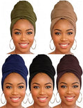 Head Wraps for Black Women, Breathable Headwrap Soft Long Hair Wraps Wide Headscarves for Locs Braids - color: 5pcs-(black,army Green,brown,camel,navy Blue)