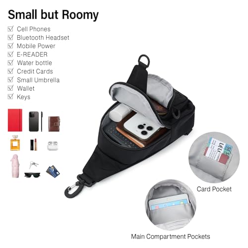 Hanke Crossbody Sling Bag for Women Men, Small & Large Casual Cross Body Sling Bags, Chest Bag for Outdoor Hiking Travel - color: Graphite Black, size: Small