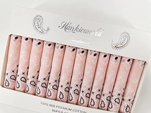 Bandanas Gift Set 12 Pack Soft Thin Handfeel Cotton Bandanna Scarf for men - color: Crystal Rose