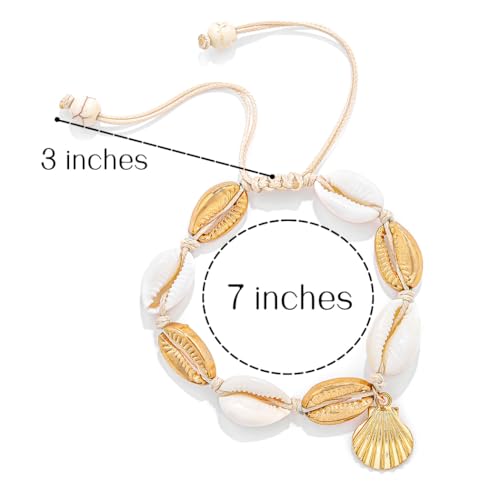 Beaded Anklets Bracelets Boho Handmade Turtle Starfish Whelk Shell Tree of Life String Ankle Bracelet Summer Beach Waterproof Barefoot Sandals Foot Jewelry for Women - color: Gold