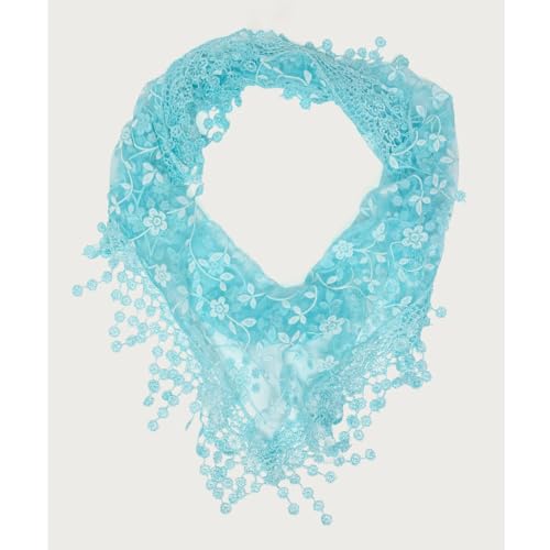 Women's Floral Lace Triangle Hip Scarf Head Kerchief Tie Waist Belt Sheer Hip Wrap Boho Head Scarf Hair Accessory - color: Z1-blue