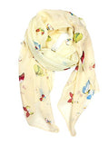 YOUR SMILE Ladies/Women's Lightweight Floral Print/Solid Color mixture Shawl Scarf For Spring Summer season - color: Beige Butterfly