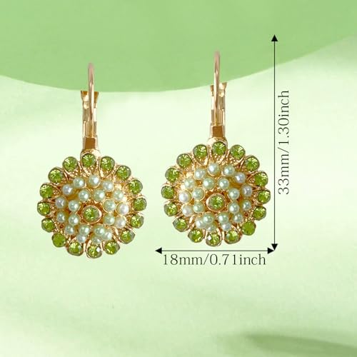 Bohemian Vintage Sliver Geometry Enamel Flower Lightweight Dangle Hoop Earrings Ethnic Handmade Circle Disc Teardrop Earrings For Women - color: Gold Green