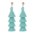 BaubleStar Tassel Earrings Handmade Tiered Thread Tassel Dangle Earrings, Multi Colors - color: Turquoise