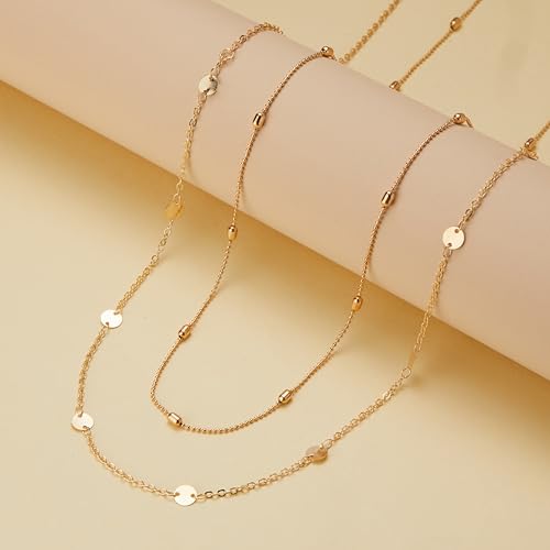 Belly Waist Chain Beads Pearl Coins Layered Belly Chains Boho Gold Plated Sexy Bikini Body Chain Adjustable Jewelry for Women - style: C- coins