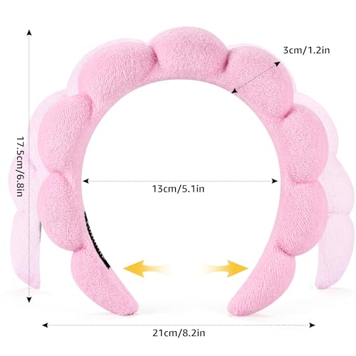 Ztomine Spa Headbands for Washing Face or Facial, Set of 2 Skincare Headbands, Terry Cloth Headband Wash Combo Pack - Puffy Makeup Washing, Mask, Skin Treatment (Black & Pink) - color: Black+Pink