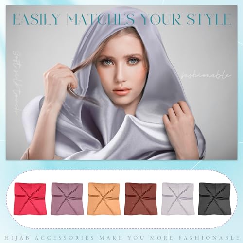 Hicarer 12 Pcs 35 Inch Satin Head Scarf Square Silk Like Neck Scarf Large Hair Scarf Silk Lightweight Hair Wrapping for Women - color: Simple Style
