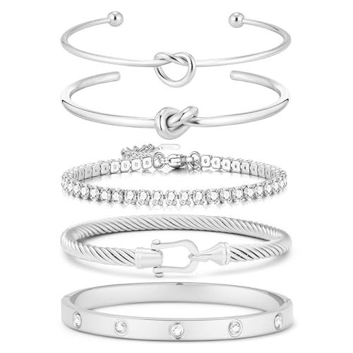 18 K Gold Plated Love Bangle Bracelet Stack Cuff Jewelry for Women Jewelry Set for Women Gift with Box - style: style20