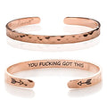 Carviell Bracelet - Gifts for Women – Inspirational, Friendship, Love, Mom, Daughter, Sister, Christian, Graduation, Memorial & Wedding Gifts – 100+ Phrases – Stainless Steel, Gift-Ready - style: BADASS Gift - YOU F##king Got This - ROSE GOLD