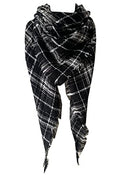 Wander Agio Womens Warm Long Shawl Winter Wraps Large Scarves Knit Cashmere Feel Plaid Triangle Scarf - color: Fichu Black Grey 39