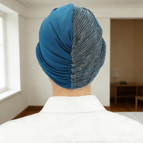 XYIYI Chemo Headwear Turban for Women, Cancer Patients Head Wrap Cover Hat for Hair Loss - color: Cyan