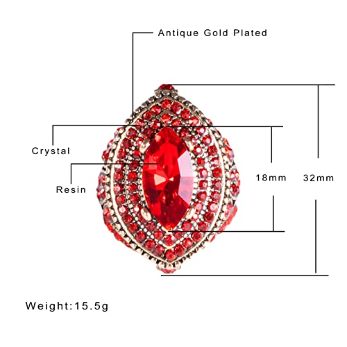 Women Ring - 32mm Turkish Style Gemstone Women Jewelry J0769 - color: Red