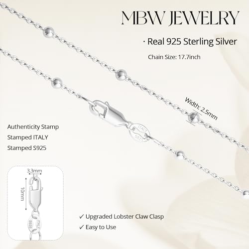 MBW Silver Paperclip Chain Necklace for Women,Dainty Sterling Silver Choker Necklaces for Women Trendy Simple Long Chunky Minimalist Waterproof Link Necklace Jewelry Gifts for Women 16/18/20 in - color: Beaded-16inch