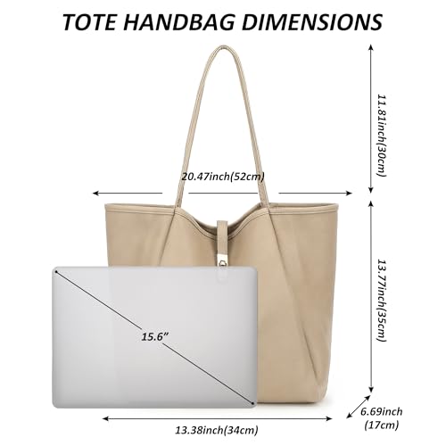 TANTOMI Tote Bag for Women Vegan Leather Purses and Handbags Ladies Waterproof Big Shoulder Bag for Travel - color: A-beige
