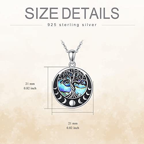 ONEFINITY Tree of Life Necklace 925 Sterling Silver Abalone Shell Celtic Knot Pendant Necklace for Women Jewelry - style: Moon Phase Tree of Life