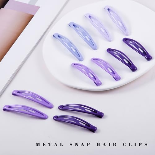 16 PCS Snap Hair Clips Metal Barrettes for Women Non Slip Barrettes for Thick and Thin Fine Hair,Bright Multiple Purple,2.36 x 0.43 Inches. - color: Bright Multiple Purple