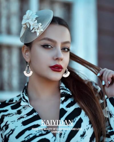 Silver Dangle Earrings For Women Trendy,Boho Cute Drop Western Earings,Vintage Gothic Ethnic Statement Beach Vacation Long Earrings with Leaf Teardrop Turquoise Crystal Tassels,Fashion Jewelry Birthday Gift. - color: A1) Silver Fan Shaped