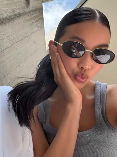 boten Retro Oval Sunglasses for Women 90s Small Gold Frame Sun Glasses Lightweight Cute Chic Sunnies - color: Gold Frame-grey Lens