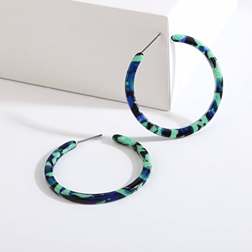 BaubleStar Tortoise Shell Resin Hoop Earrings Fashion Jewelry - color: Green