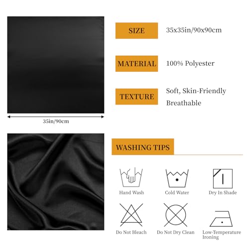 QIUTIMIY 35"x35" Like Silk Head Scarf for Women Satin Feel Large Square Scarf for Hair Wrapping and Sleeping Fashion Bandana - color: (90cm)square Scarf 24