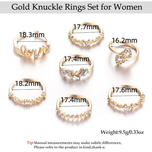 Knuckle Rings Set for Women,Simple Dainty Stackable Finger Ring Pack Minimalist Cute Butterfly Moon Heart Rings Boho Statement Jewelry Size Mixed - style: Style-C
