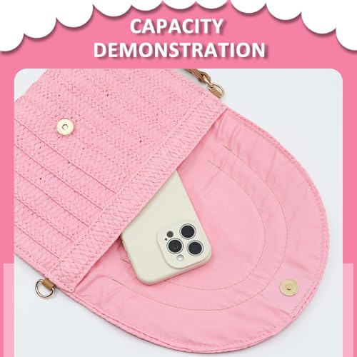 Crossbody Bags for Women, Straw Clutch Purses, Bohemian Handmade Woven Envelope Package, Tassel Handbags for Women | Bohemian - color: Pale Pink