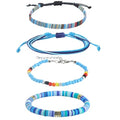 Beach Bracelet Set for Men and Women, Surfer Men Bracelet, Braided Boho Summer Bracelets Adjustable Men's Bracelet Handmade Women Bracelet String Rope Ankle Bracelets Birthday Gift - style: 4pcs Boho Bracelets Ankles Blue