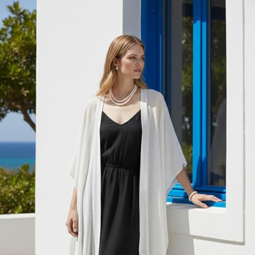 Kimonos for Women Casual Swimsuit Coverup Lightweight Boho Kimono Cardigans for Summer - color: Rz-ivory