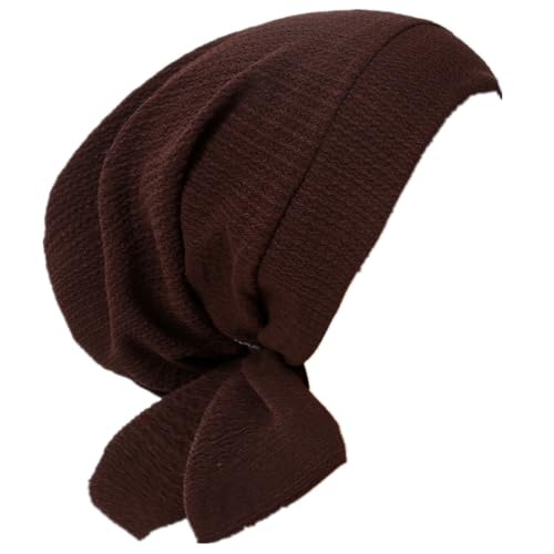 YYAOJHAO Pre Tied Bandanas Headscarf for Women - Solid Wave Chemotherapy Caps Headwrap Chemo Turban Headwear Hats - color: Coffee