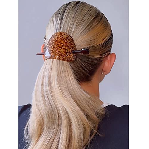 Camila Paris CP3340 French Hair Barrette with Stick, Hair Ponytail Holders, Amber, Slide Hair Pins for Buns Chignon, Strong Hold Hair Bun Clip, No Slip Hair Accessories for Women, Made in France - color: Amber