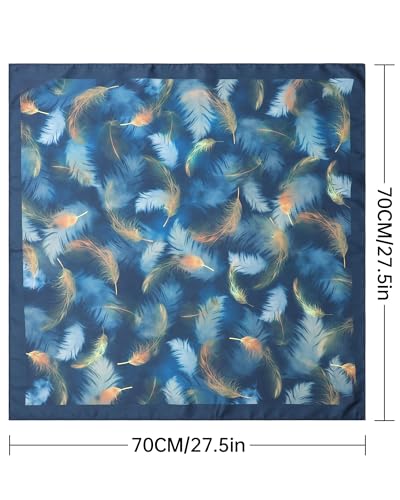 AWAYTR 27.5” Square Satin Head Scarf Hair Scarf for Women's Hair Silk Bandana for Women Silk Head Wrap for Sleeping - color: Feather(dark Green）