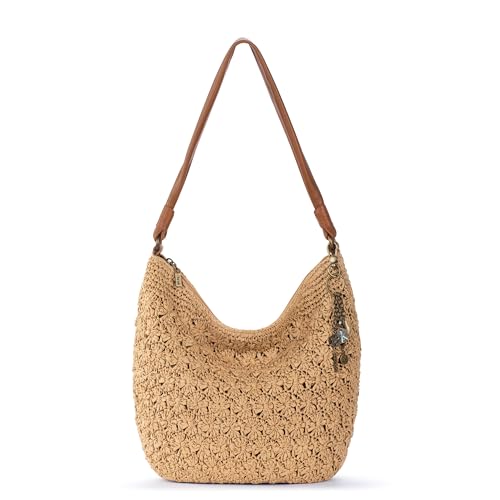 The Sak Sequoia Hobo Bag - Hand Crochet Large Women's Purse for Everyday & Travel - Durable Handbag & Tote With Zipper Pocket - color: Natural Primrose Straw