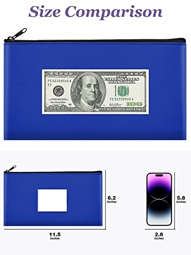 SMARTAKE 10-Pack Bank Deposit Money Bags with Zipper, Leather Bags Wallet Pouches with Label, Makeup Bags, for Cash, Coins, Cosmetics, Invoice, Bills, Tools, 11.5 x 6.2 Inches (Blue) - color: Blue