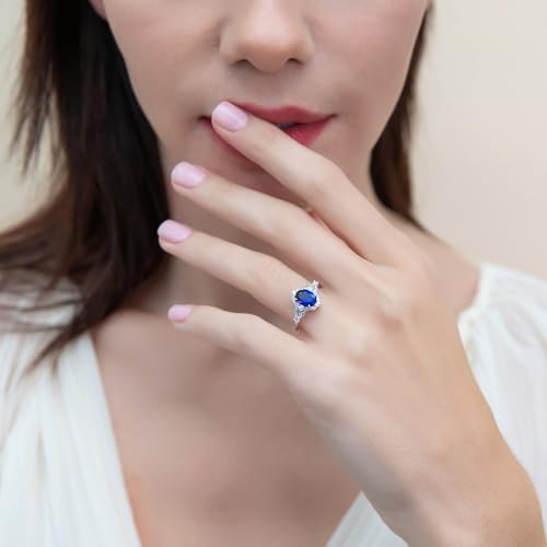 BERRICLE Sterling Silver CZ Halo Wedding Engagement Rings for Women, Oval Cut Cubic Zirconia, 1-3 Piece Sets, Pink/Blue/Clear - style: Halo, Sapphire