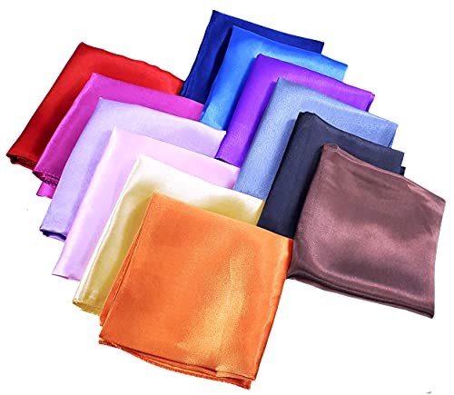 12 Set Mixed Designs Small Square Satin Womens Neck Head Scarf Scarves Bundle - color: Set B