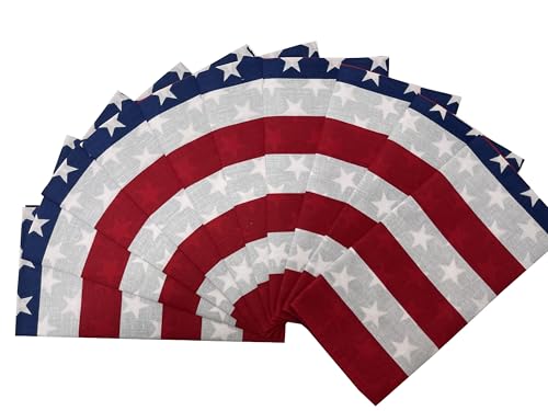 Vamqor 100% Cotton 10 Pack Fine Bandanas - color: Us Flag