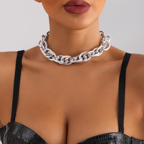 Gold Jewelry Set Chunky Gold Necklace Earring Set for Women Boho Oval Acrylic Earring Necklace Western Adjustable Choker Necklaces Bohemian Jewelry Set For Women - color: Silver B