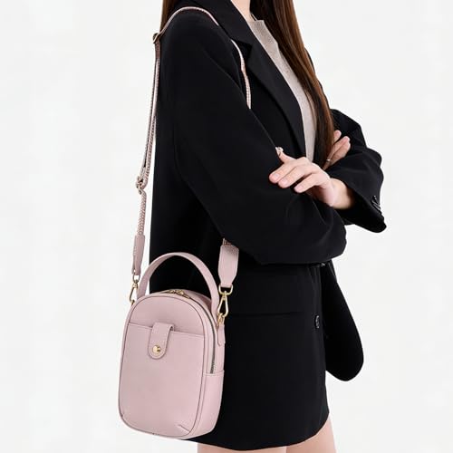 Vegan Leather Crossbody Bag for Women, Multi Compartment Lightweight Shoulder Purse, Casual Daily Crossbody Bag - color: Elephant Gray